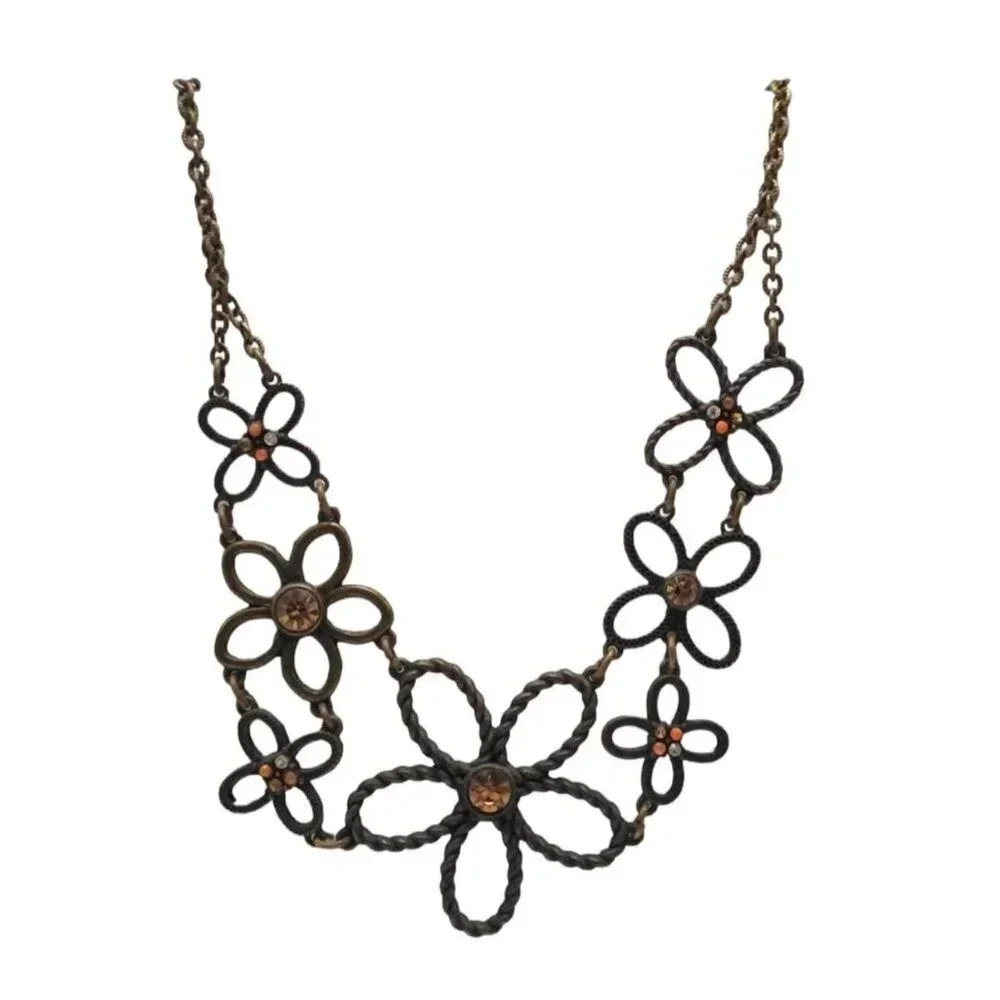 Avon Desert Rose Openwork Floral Statement Choker Necklace Openwork Vintage